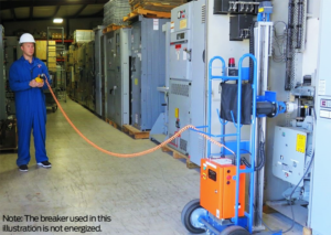 technician performing remote racking operation with RRS-1