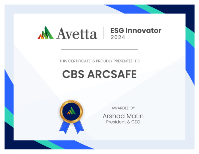 CBS ArcSafe certificate Avetta ESG Innovator