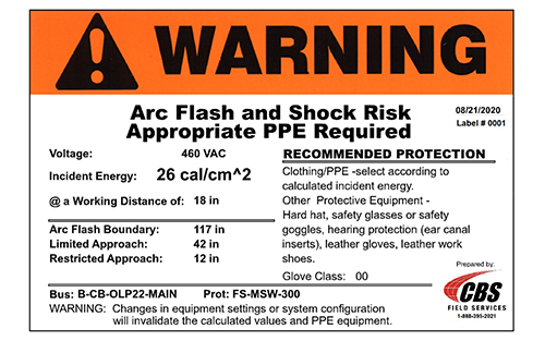 Arc Flash Label: Arc Flash and Shock Risk Appropriate PPE Required